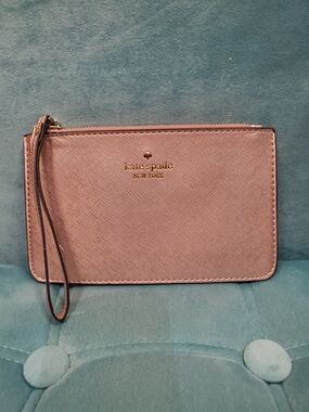 Kate Spade New York Rose Gold Metallic Saffiano Leather Zip Wristlet
